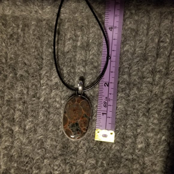 COPY - Peanut obsidian gemstone pendant, silver plate, artisan, unisex - Picture 5 of 6